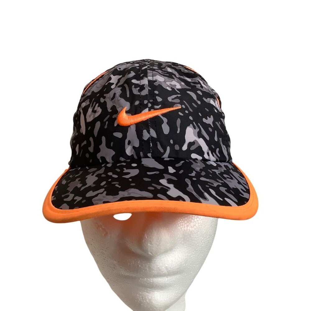 Nike Dri-Fit Black Orange Camo Print‎ Adjustable Athletic Child 4-7 Cap Hat